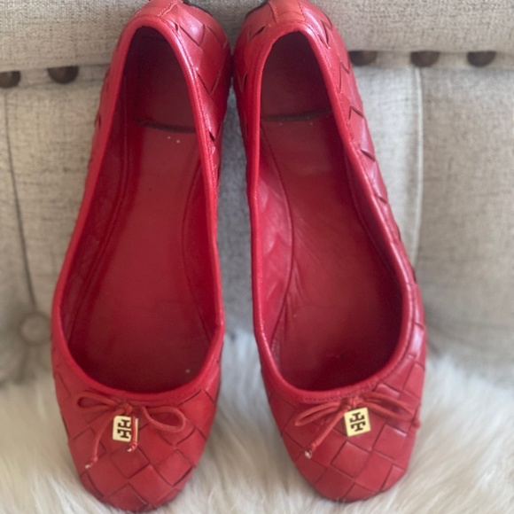 Tory Burch Red Quilted Flats - Picture 2 of 2